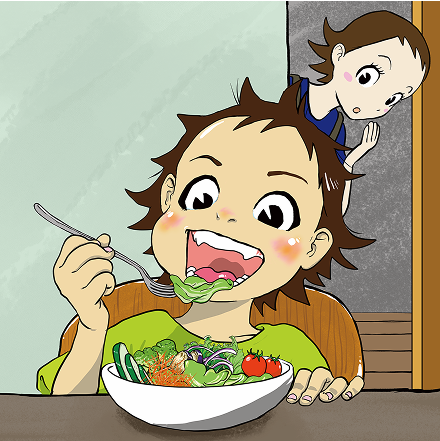 画像:野菜を食べる子供の絵